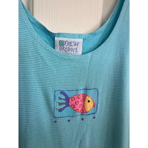 Fresh Produce Women's Blue Side Pockets Scoop Neck Midi Dress Size Small - Picture 4 of 9